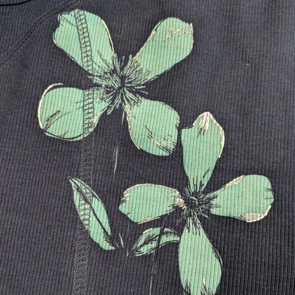 Old Navy do a little yoga Navy Blue Racer back Tank with Flowersn Size XXL - Picture 5 of 5